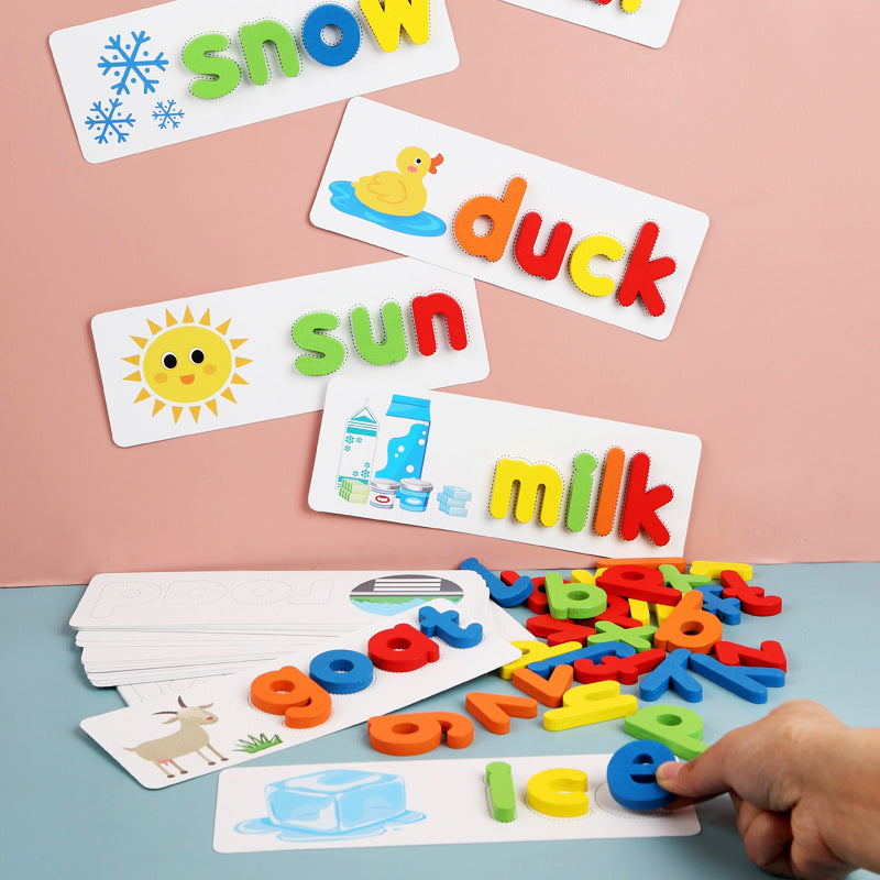 Wooden English Spelling Puzzle | Montessori Learning Toy for Kids 4–6