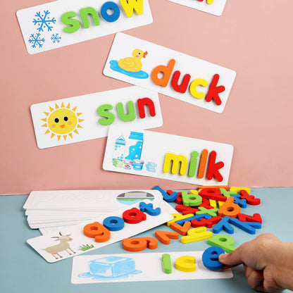 Wooden English Spelling Puzzle | Montessori Learning Toy for Kids 4–6
