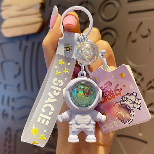 Cartoon Astronaut Sunset Lamp Keychain – Luminous Mini Night Light Keyring