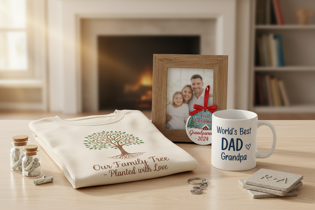 quality shirts, mugs, and personalized keepsakes printed for family gifts